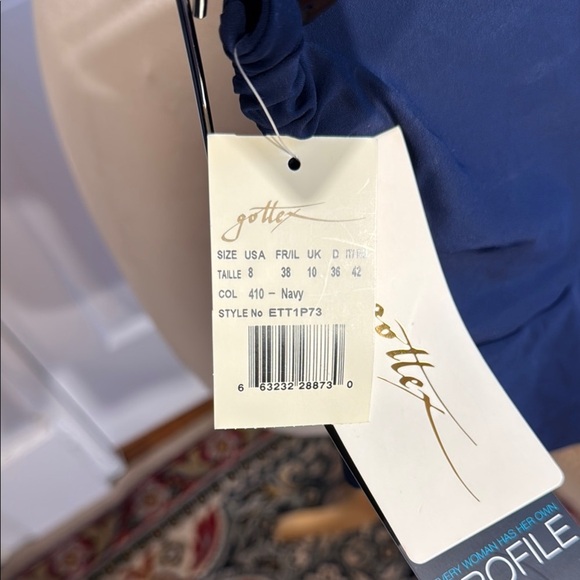 Super Cute Holypick Top & Gottex Bottom Teal/Navy Bikini Set Perforated Ruffle - Picture 11 of 15